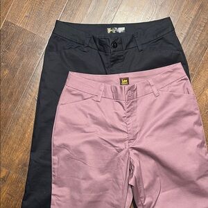 Lee Wrinkle Free Relaxed Fit Straight Leg Pants Lavender and Black